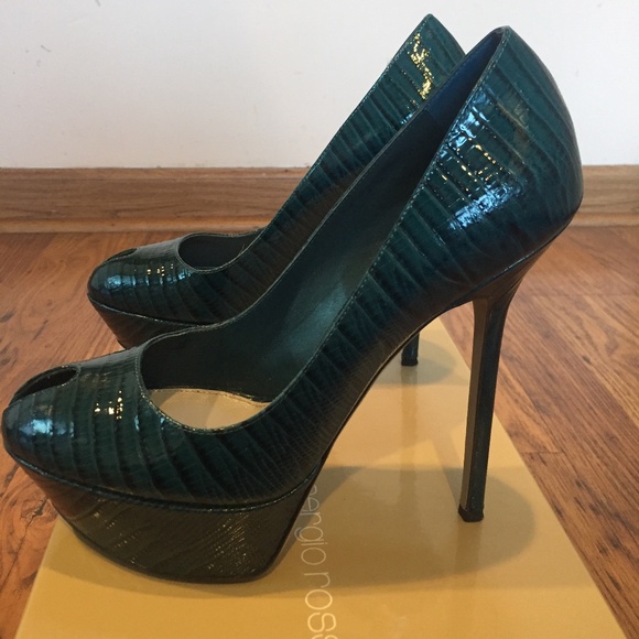 Sergio Rossi Platform Peep Toe Heels - Picture 4 of 5